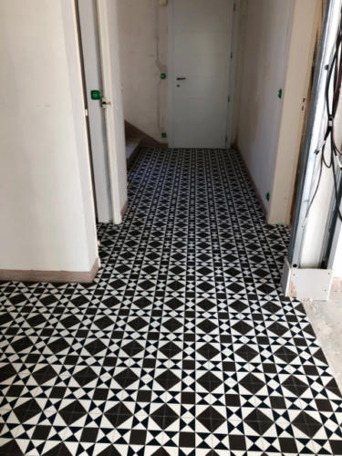 Entrée et wc en carreau de ciment motif GRENELLE